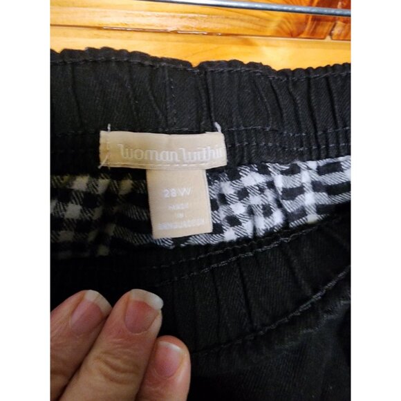 Woman Within Plus Size 28W Black Flannel Lined Pull On Jeans Flannel Lining - Picture 3 of 8